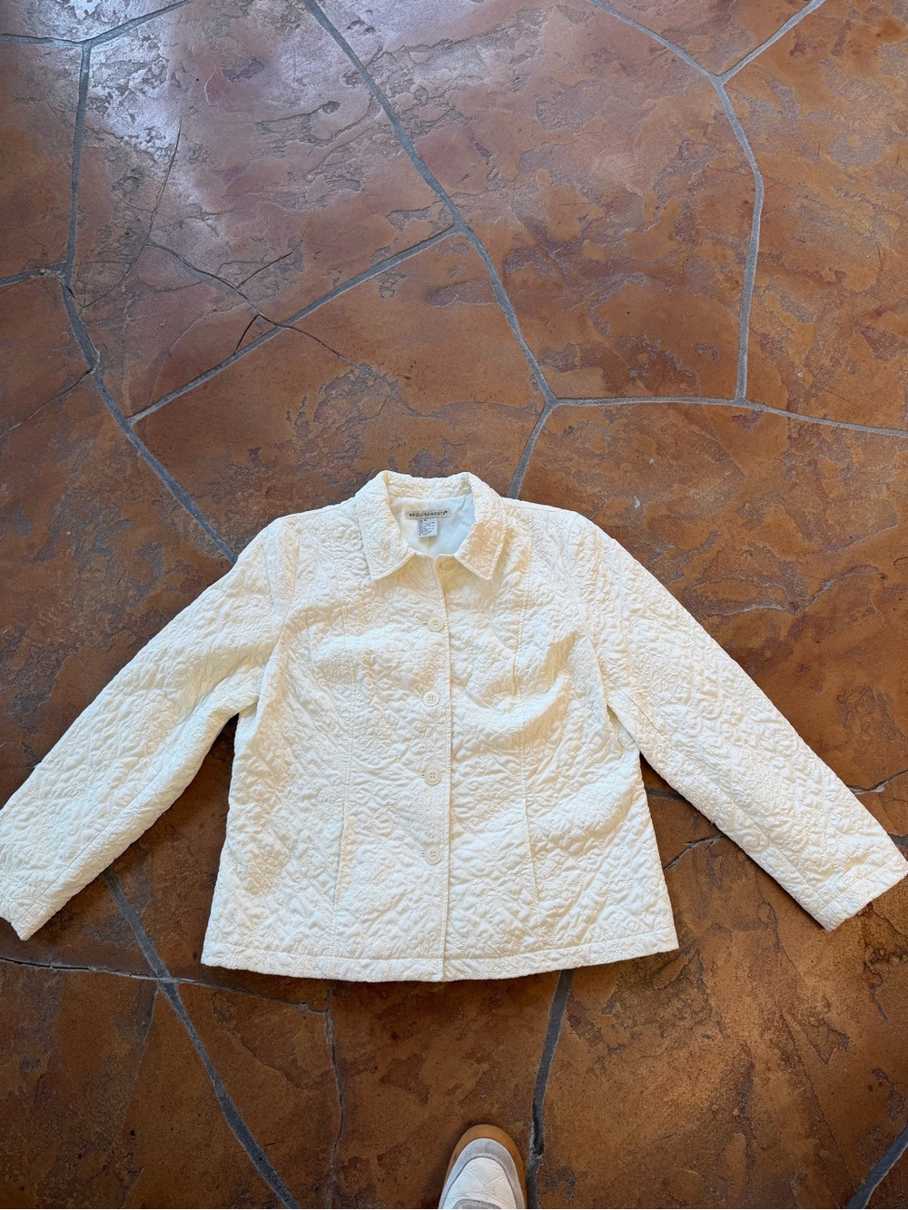 Vintage Requirements Women’s Ivory Embroidered Button Front Lined Jacket- XL